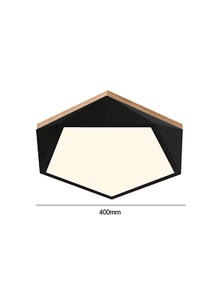 Lámpara Led Hexágono 400mm Sobrepuesto Con Control Negro Con Madera 36w+36w