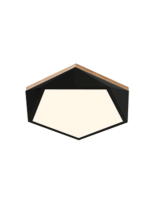 Lámpara Led Hexágono 400mm Sobrepuesto Con Control Negro Con Madera 36w+36w