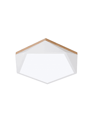 Lámpara Led Hexágono 400mm Sobrepuesto Con Control Blanco Con Madera 36w+36w