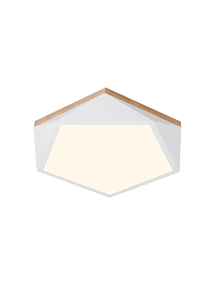 Lámpara Led Hexágono 400mm Sobrepuesto Con Control Blanco Con Madera 36w+36w
