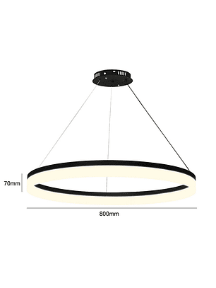 Lámpara Led Colgante Redondo 800mm Negro 45w