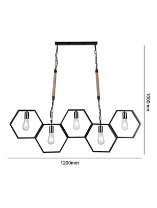 Lámpara Colgante E27*5 Estilo Hierro