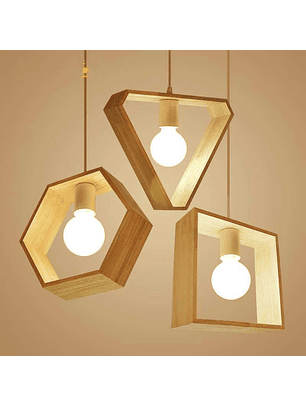 Lámpara Colgante Soquete E27 Madera Decoración