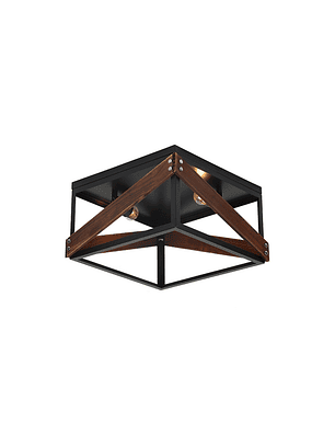 Lampara Colgante Forma de Cesta con Madera