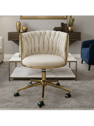 Silla Botón Trenza Beige