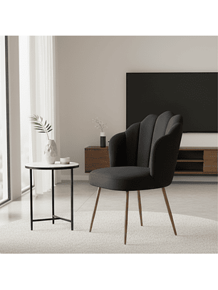 Sitial Flor Corona  de Terciopelo Negro Patas Doradas 