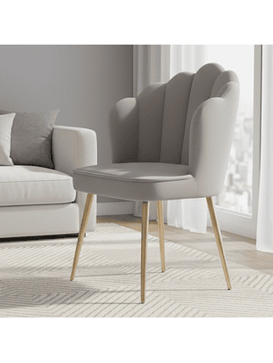 Sitial Corona de Terciopelo Gris Patas Doradas