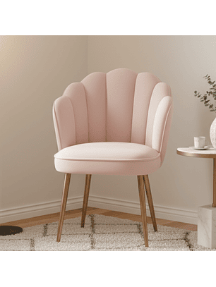 Sitial de Terciopelo Rosa con Cojín con Patas Doradas