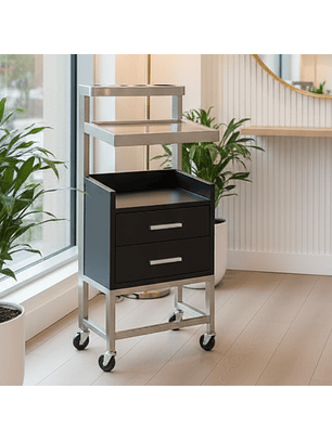 Ayudante de Peluquería Negro Con Plateado