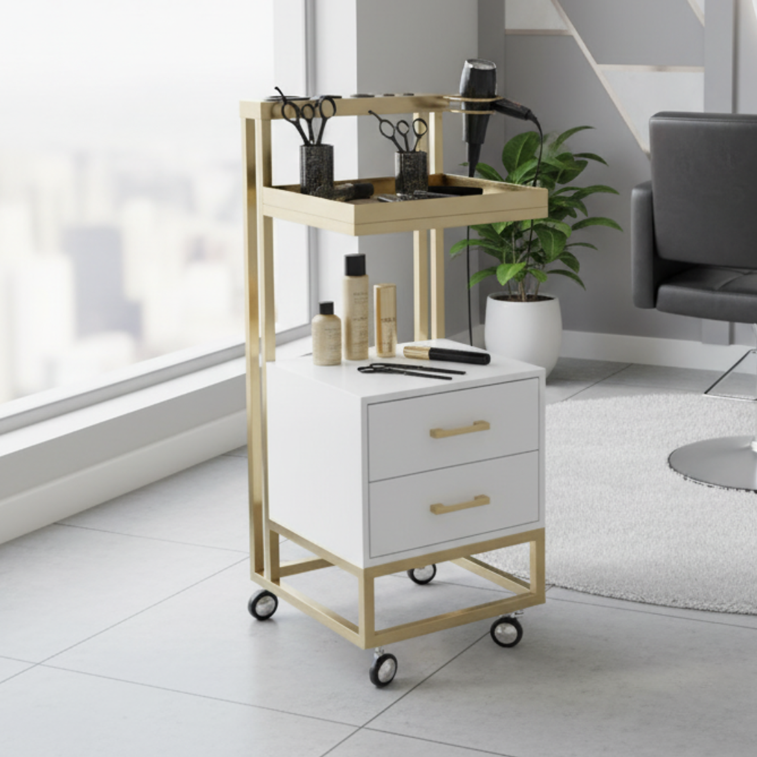 Carrito de Peluquería Gold Blanco 1