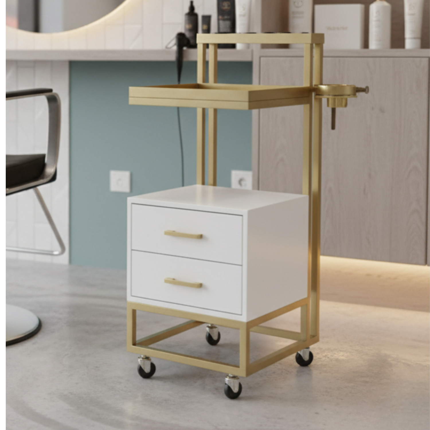 Carrito de Peluquería Gold Blanco 4