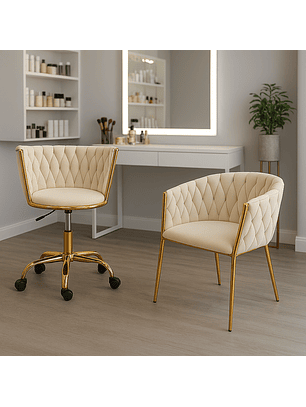 Pack de Manicura Sillas Velvet Tejido Base Dorada