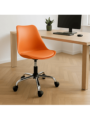 Silla Tulip de Escritorio para Manicure y Salón de Belleza Naranja