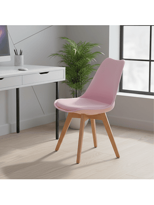 Silla de Comedor Acolchada Tulipan Pata de Madera 