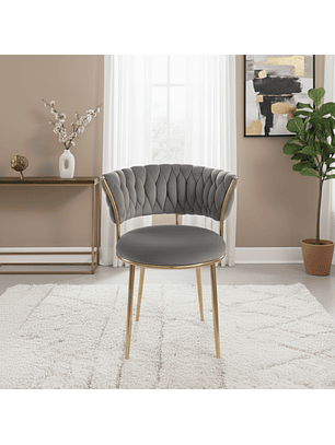 Silla Moderna Tapizada para Salón de Belleza, Tocador o Sala de Espera Aurora Velvet Gold