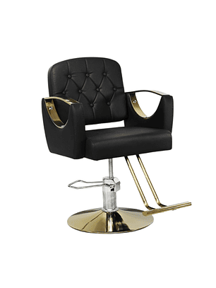 Sillón Peluqueria y Barbero con Detalles de Botones Negro Y Dorado