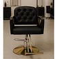 Sillón Peluqueria y Barbero con Detalles de Botones Negro Y Dorado - Miniatura 5