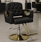 Sillón Peluqueria y Barbero con Detalles de Botones Negro Y Dorado - Miniatura 1