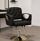 Sillón Peluqueria y Barbero con Detalles de Botones Negro Y Dorado - Miniatura 6