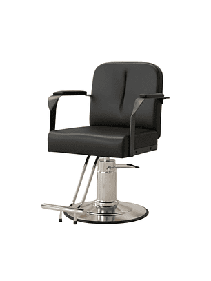 Sillón de Barbero Negro con Base Circular Cromada