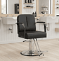 Sillón de Barbero Negro con Base Circular Cromada - Miniatura 1