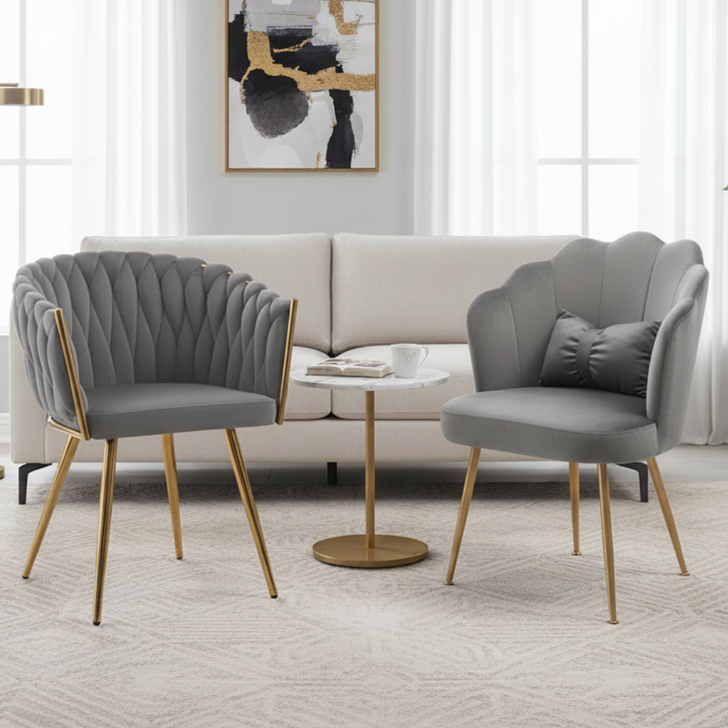 Set de Salón de Belleza Para Manicure 2 Sillas Tejidas 2