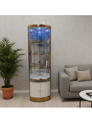 Mueble de Exhibición Blanco con Dorado Para Salón de Belleza o Bar