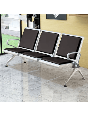 Banca para Sala de Espera de 3 Cuerpo con Asiento Acolchado