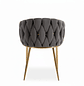 Silla Fija Terciopelo Trenza Negra Patas Doradas - Miniatura 4