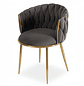 Silla Fija Terciopelo Trenza Negra Patas Doradas - Miniatura 2
