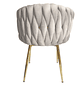 Silla fija Trenza de terciopelo Gris y Patas Doradas - Miniatura 4
