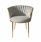 Silla fija Trenza de terciopelo Gris y Patas Doradas - Miniatura 2