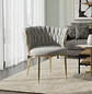 Silla fija Trenza de terciopelo Gris y Patas Doradas - Miniatura 1