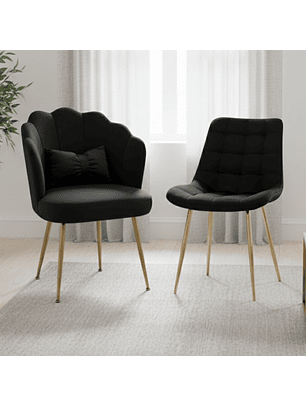 Set 2 Sillas Manicure Profesionales Fijas con Patas Doradas para Uñas y Salón de Belleza