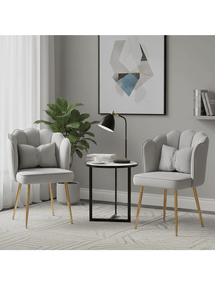 Set de 2 Sillas Manicure Profesional Tapizadas con Cojín y Patas Doradas para Salón de Belleza o Manicure 