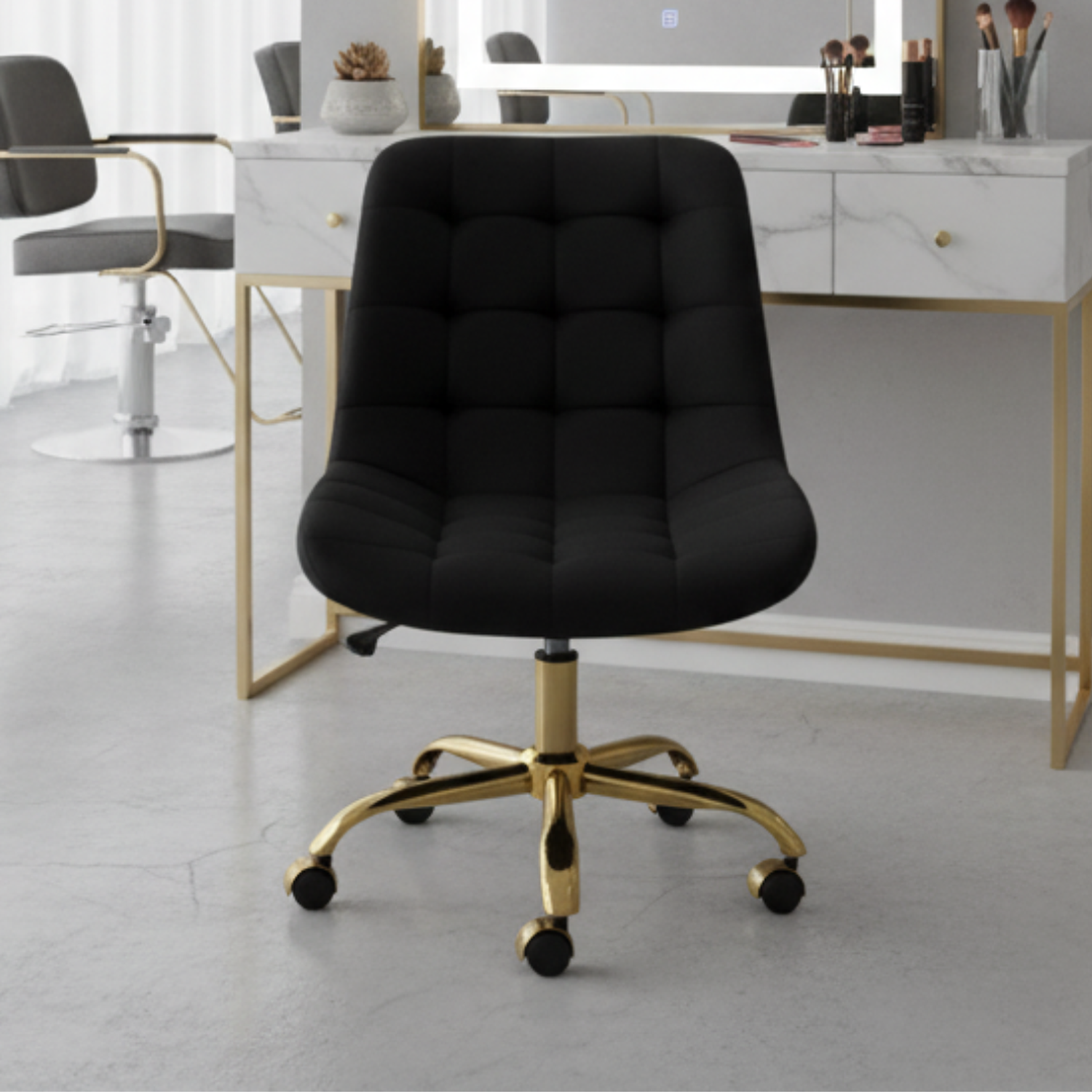 Silla Botón Escritorio Negro 2