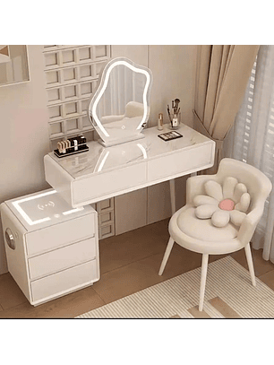 Tocador de Lujo Blanco con Luces Led y Parlante 