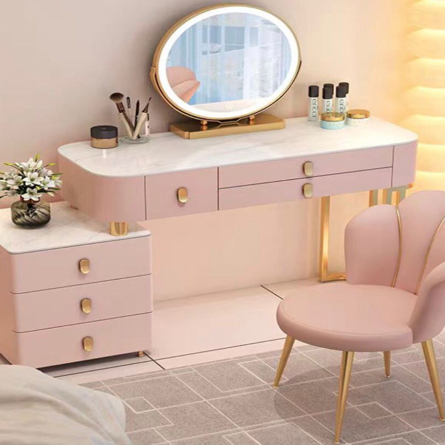 Tocador con Cubierta Efecto de Mármol 2