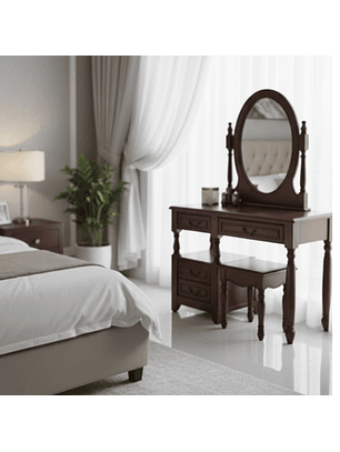 Tocador con Espejo Clasico Caoba 