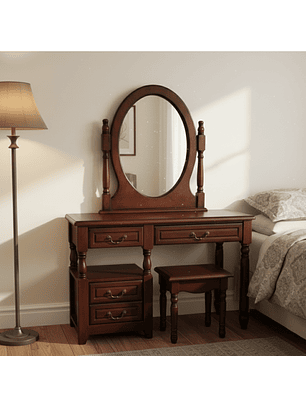 Tocador con Espejo Clasico Caoba 