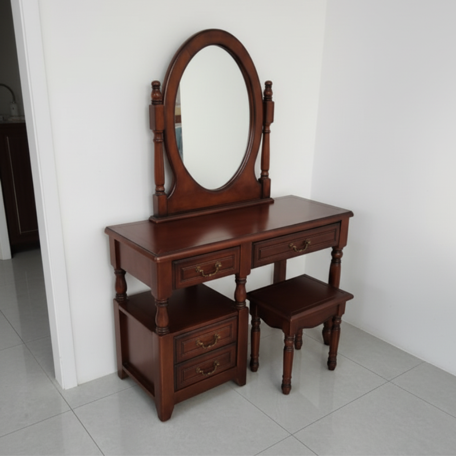 Tocador con Espejo Clasico Caoba  3