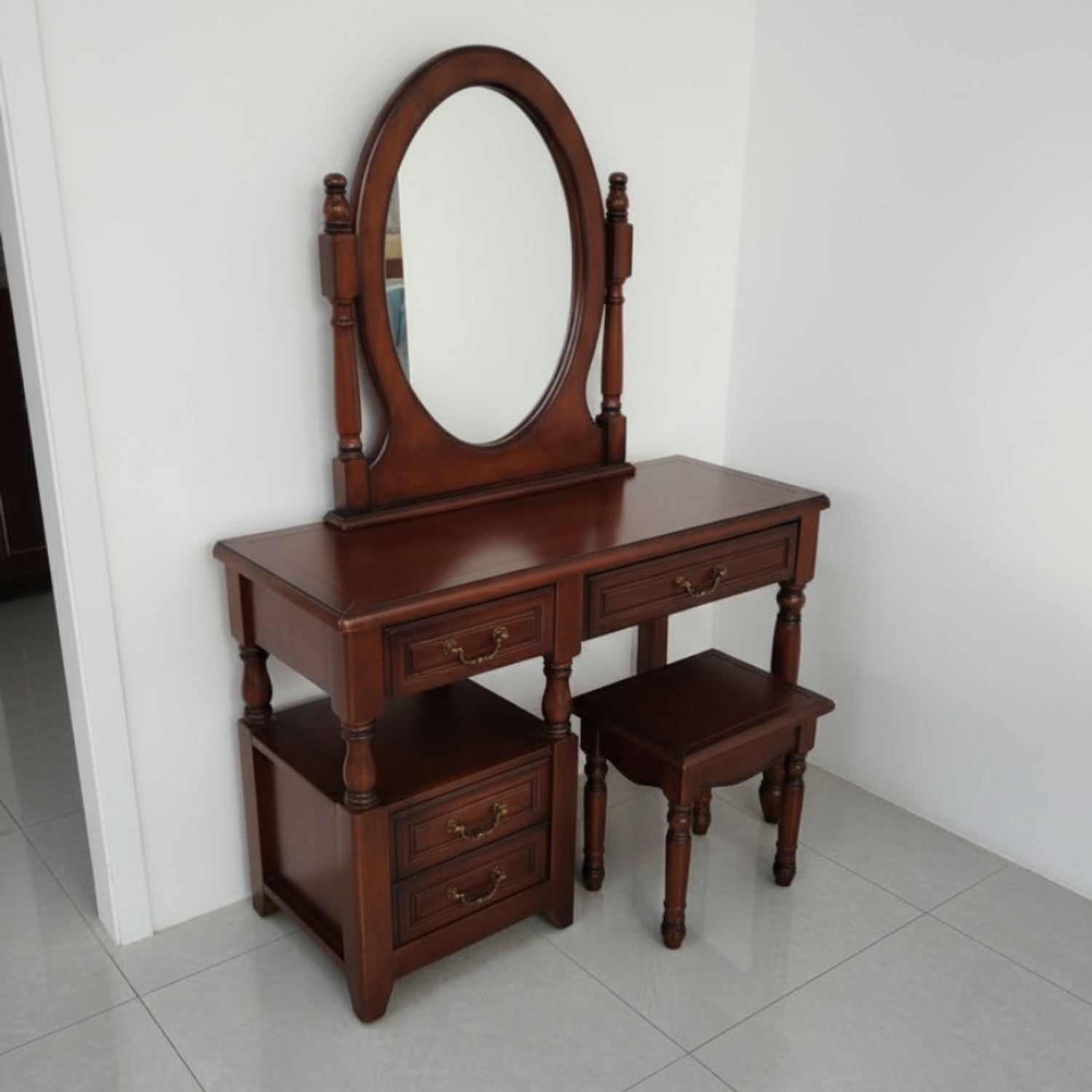 Tocador con Espejo Clasico Caoba  5