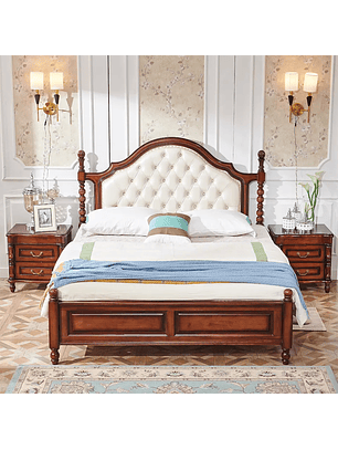 Cama Nórdico Maciza Estilo Americana en color Caoba