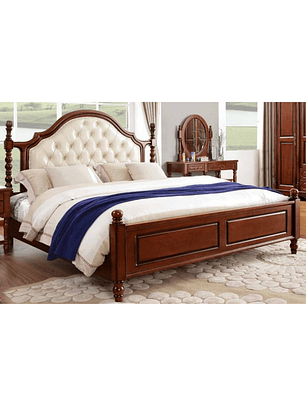 Cama Nórdico Maciza Estilo Americana en color Caoba