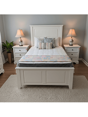 Cama Plaza y media  Individual Color Blanco 