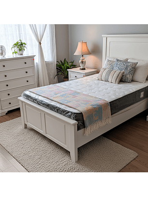 Cama Plaza y media  Individual Color Blanco 