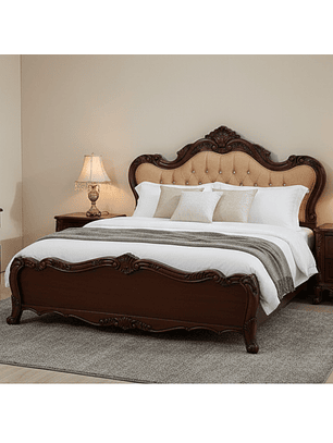 Cama Beige Capitoné King