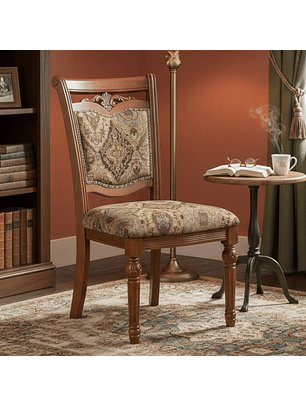 Pack de 6 Sillas de Comedor Ginebra con Asiento de Tela y detalle en Madera Americana