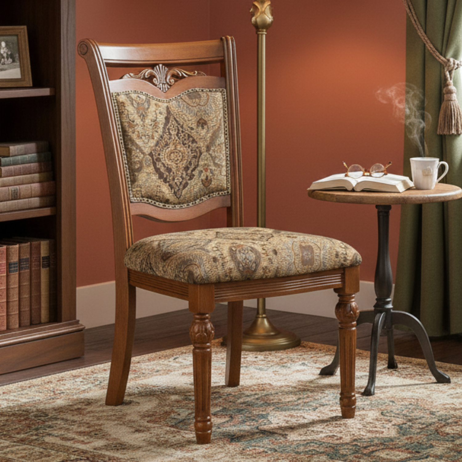 Pack de 6 Sillas de Comedor Ginebra con Asiento de Tela y detalle en Madera Americana 2