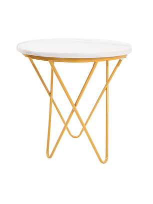 Mesa Lateral o Auxiliar 53×50 Patas Doradas Efecto Mármol